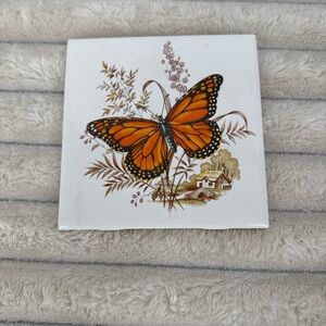 Vintage Orange Butterfly Wall Decor Tile